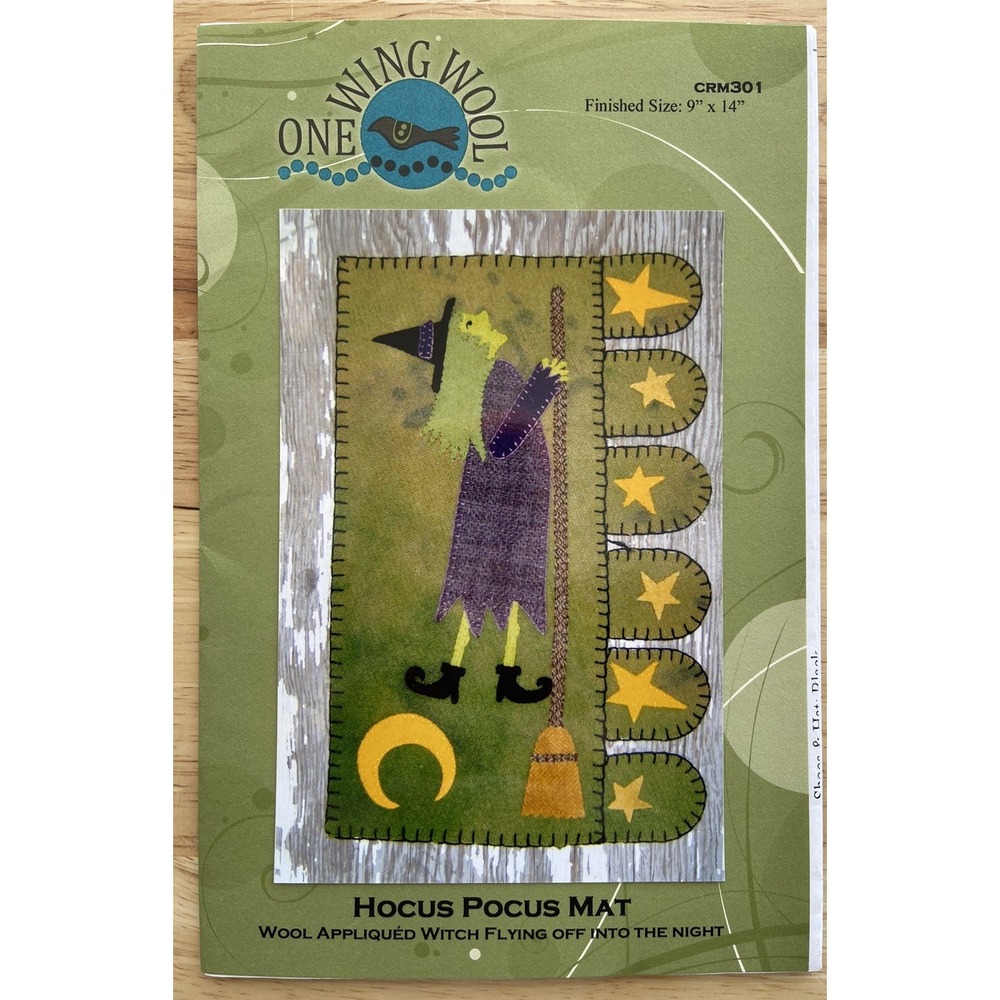 Wool Appliqué Halloween Decor Pattern ~ 9"x14"‎ Hocus Pocus Mat